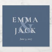 Elegant Blue Minimalist ampersand Wedding Sparkling Wijnetiket (Enkel label)