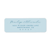 Elegant Blue Minimalist Calligraphy Etiket (Voorkant)
