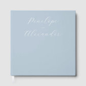 Elegant Blue Minimalist Calligraphy Gastenboek (Voorkant)