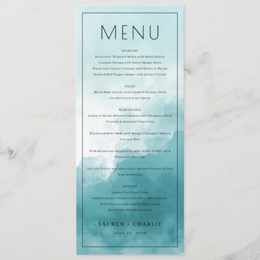 Elegant Blue Minimalist Menu (Voorkant)