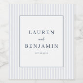 Elegant Blue Minimalist Stripes Wijn Etiket (Enkel label)