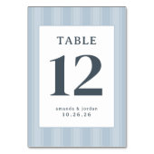 Elegant Blue Minimalist Table Sign Kaart (Achterkant)