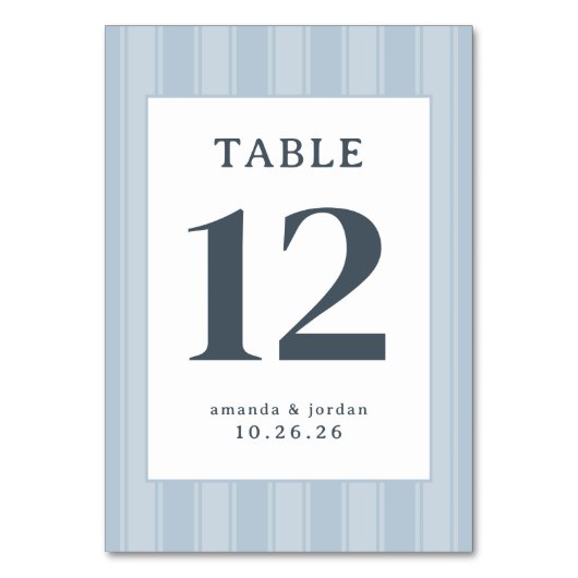 Elegant Blue Minimalist Table Sign Kaart (Voorkant)