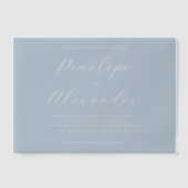 Elegant Blue Minimalist Wedding Invitation Vellum Uitnodigingen (Voorkant)