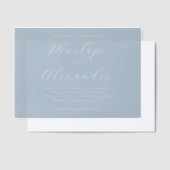 Elegant Blue Minimalist Wedding Invitation Vellum Uitnodigingen (Offset)