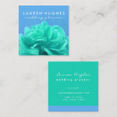 Elegant Blue Mint Floral Vierkante Visitekaartje (Voorkant / Achterkant)