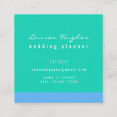 Elegant Blue Mint Floral Vierkante Visitekaartje (Achterkant)