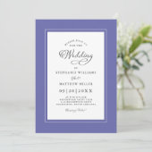 Elegant Blue Modern Calligraphy Wedding Kaart (Staand voorkant)