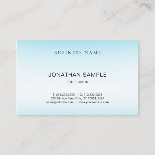 Elegant Blue Modern minimalist Plain Luxury Trendy Visitekaartje (Achterkant)