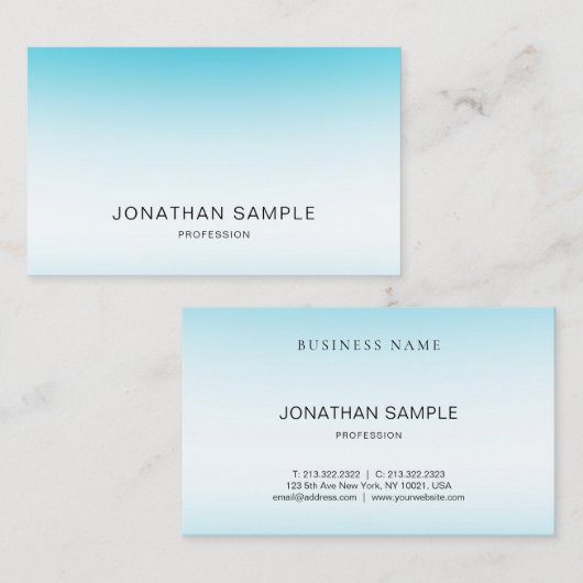 Elegant Blue Modern minimalist Plain Luxury Trendy Visitekaartje (Voorkant / Achterkant)