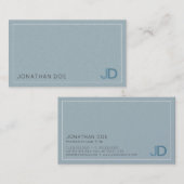Elegant Blue Modern Monogram Luxe Pearl Finish Visitekaartje (Voorkant / Achterkant)