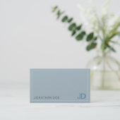 Elegant Blue Modern Monogram Luxe Pearl Finish Visitekaartje (Staand voorkant)