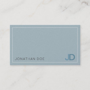 Elegant Blue Modern Monogram Luxe Pearl Finish Visitekaartje