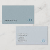 Elegant Blue Modern Monogram Luxe Pearl Fins Visitekaartje (Voorkant / Achterkant)