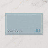 Elegant Blue Modern Monogram Premium Linen Luxury Visitekaartje (Voorkant)