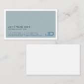 Elegant Blue Modern Monogram Professional Matte Visitekaartje (Voorkant / Achterkant)