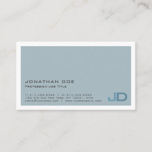 Elegant Blue Modern Monogram Professional Matte Visitekaartje
