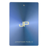 Elegant Blue Modern Monogrammed Sjabloon Trendy Mini Klembord (Achterkant)