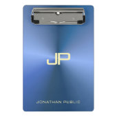 Elegant Blue Modern Monogrammed Sjabloon Trendy Mini Klembord (Voorkant)