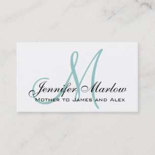 Elegant Blue Monogram Aangepaste mammie Calling Ca Contactkaartje