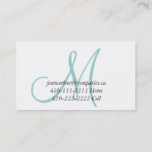 Elegant Blue Monogram Aangepaste mammie Calling Ca Contactkaartje (Achterkant)