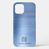 Elegant Blue Monogram Case-Mate iPhone Case (Achterkant)