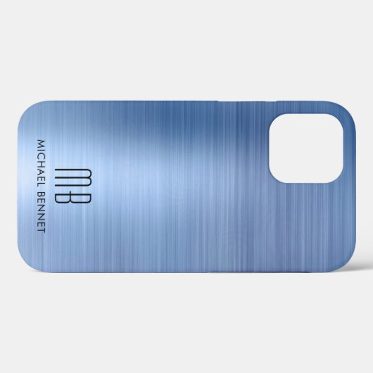 Elegant Blue Monogram Case-Mate iPhone Case (Achterkant (horizontaal))