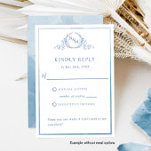 Elegant Blue Monogram en Waterverf Wedding RSVP