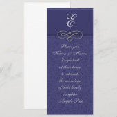 Elegant Blue Monogram Invitaties Kaart (Voorkant / Achterkant)