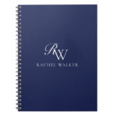 Elegant Blue Monogram Notitieboek (Voorkant)