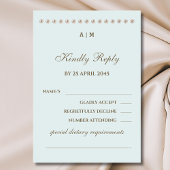 Elegant Blue Monogram Pearl Wedding RSVP Kaart