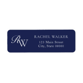Elegant Blue Monogram Return Address Etiket