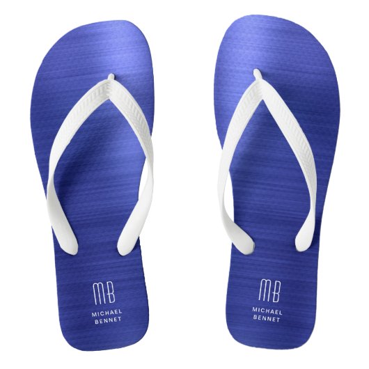 Elegant Blue Monogram Teenslippers (Voetbed)