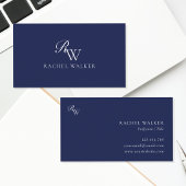 Elegant Blue Monogram Visitekaartje