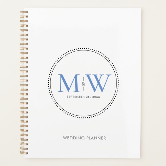 Elegant Blue Monogram Wedding Planner (Voorkant)