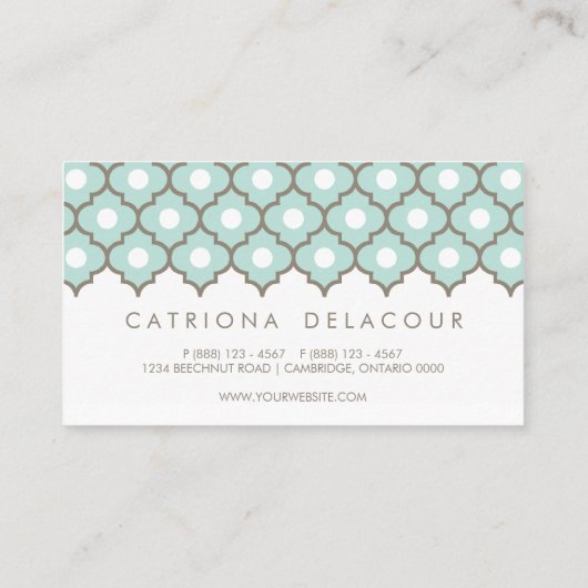 Elegant Blue Moroccan Pattern Visitekaartje (Achterkant)