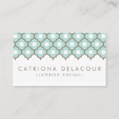 Elegant Blue Moroccan Pattern Visitekaartje (Voorkant)