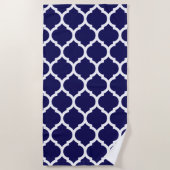 Elegant Blue Moroccan Quatrefoil Pattern Strandlaken (Voorkant)