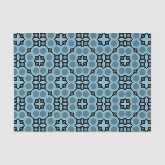 Elegant Blue Mosaic Geometric Pattern Tissuepapier (Voorkant)