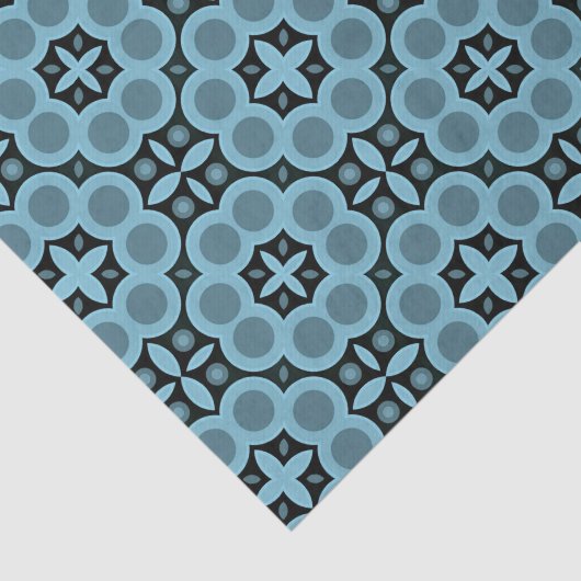 Elegant Blue Mosaic Geometric Pattern Tissuepapier (Detail)