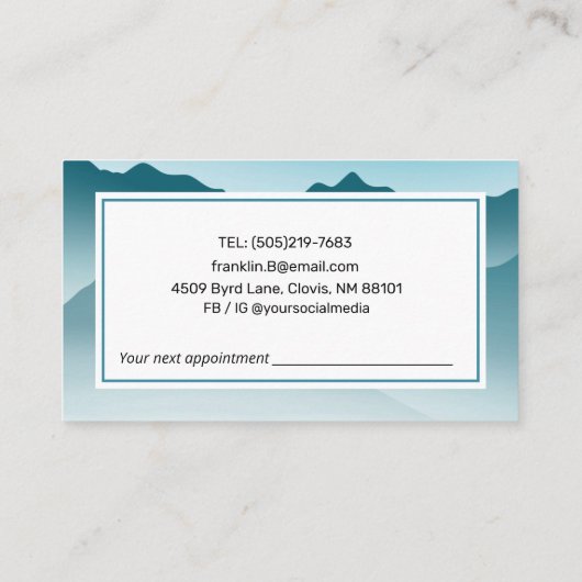Elegant Blue Mountains Landscape Appointes Visitekaartje (Achterkant)