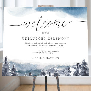 Elegant Blue Mountains Unplugged Ceremony Sign Poster