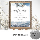 Elegant Blue Mountains Weddenschap Welkomstteken Poster