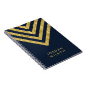 Elegant Blue Name Faux Gold Chevron Pattern Notitieboek (Rechterzijde)