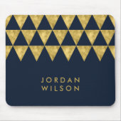 Elegant Blue Name Faux Gold Triangle Patroon Muismat (Voorkant)