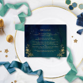 Elegant Blue, Navy Green Celestial Wedding Details Informatiekaartje