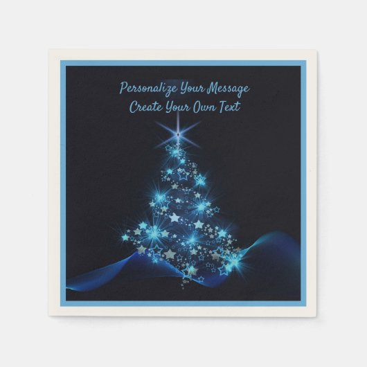 Elegant Blue Neon kerstboom personaliseren Servet (Voorkant)