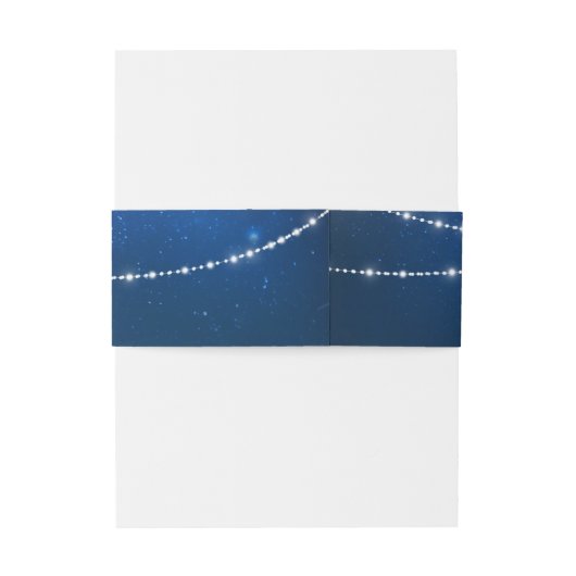 Elegant Blue Night & Silver String Lights Wedding Uitnodigingen Wikkel (Achterkant Voorbeeld)