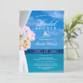 Elegant Blue Ocean Beach Bridal Shower Kaart (Staand voorkant)