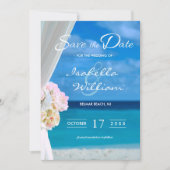 Elegant Blue Ocean Beach Save the Date Invitation (Voorkant)